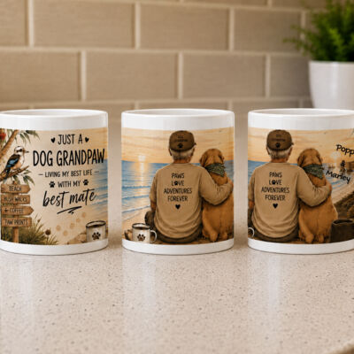 Personalised 11oz Ceramic Dog Grandpaw Mug: Custom Pet Names, Australian Artwork Thumbnail